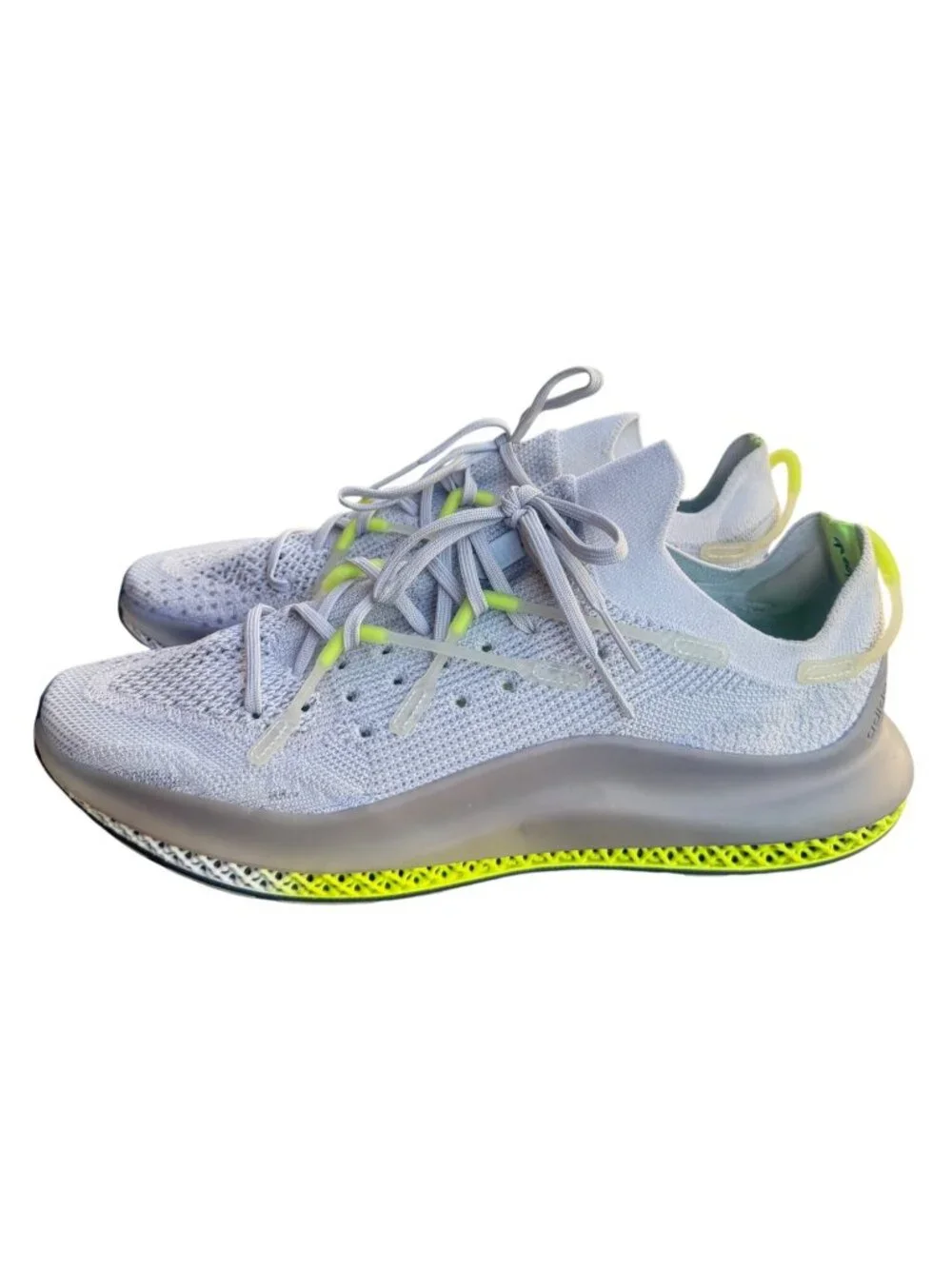 Adidas 4D Fusio Men Size 13.5 Gray Neon Yellow Knit Running Shoes FY5928